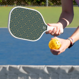 Sayagata patroon, Japans, Goud en Marine Blauw Pickleball Paddle