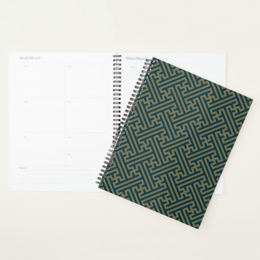 Sayagata patroon, Japans, Goud en Marine Blauw Planner (Display)