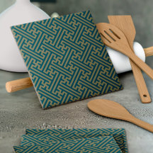 Sayagata patroon, Japans, Goud en Marine Blauw