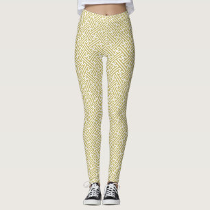 Sayagata patroon, Japans, Goud en Wit Leggings