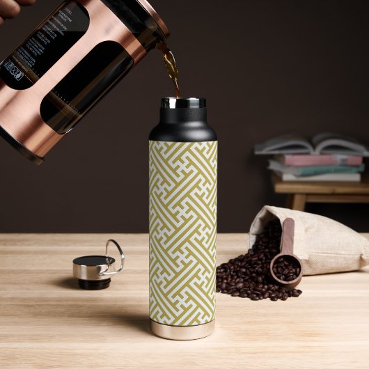 Sayagata patroon, Japans, Goud en Wit Waterfles (Koffie)