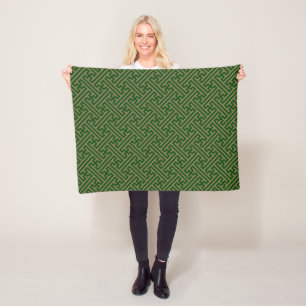 Sayagata patroon, Japans, Groen en Goud Fleece Deken