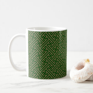 Sayagata patroon, Japans, Groen en Goud Koffiemok