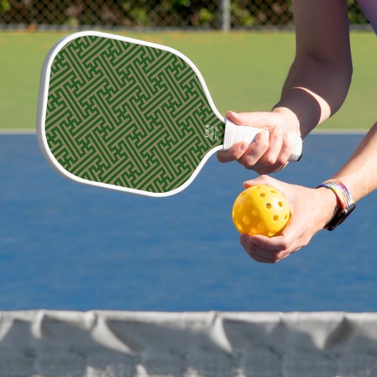 Sayagata patroon, Japans, Groen en Goud Pickleball Paddle (Insitu)