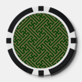 Sayagata patroon, Japans, Groen en Goud Poker Chips (Voorkant)