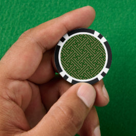 Sayagata patroon, Japans, Groen en Goud Poker Chips