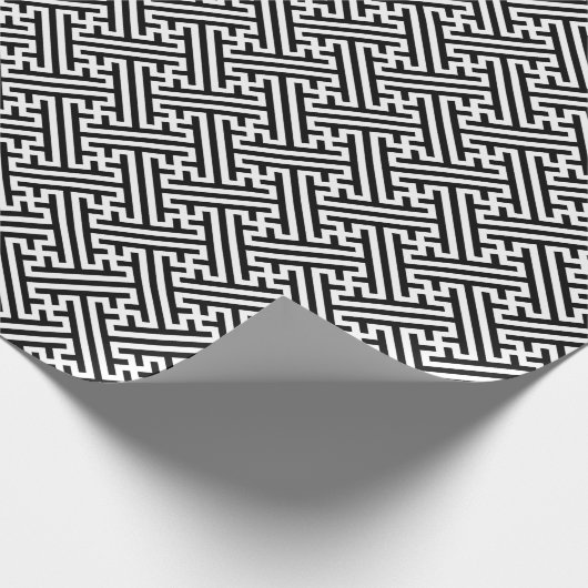 Sayagata patroon, Japans, Zwart en Wit Cadeaupapier (Hoek)