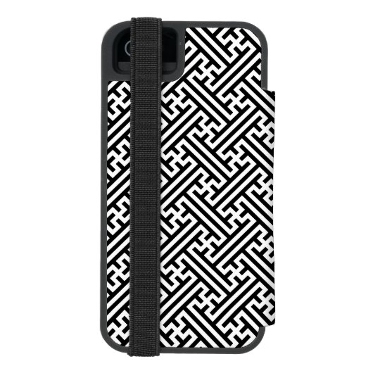 Sayagata patroon, Japans, Zwart en Wit Incipio iPhone Portemonnee Hoesje (Agenda Achterkant)