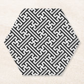 Sayagata patroon, Japans, Zwart en Wit Kartonnen Onderzetters (Voorkant)
