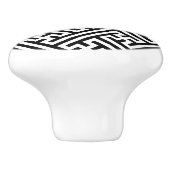 Sayagata patroon, Japans, Zwart en Wit Keramische Knop (Zijkant)