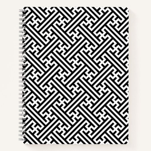 Sayagata patroon, Japans, Zwart en Wit Notitieboek (Voorkant)