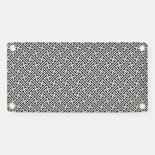 Sayagata patroon, Japans, Zwart en Wit Spandoek (Horizontaal)