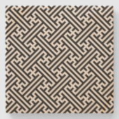 Sayagata patroon, Japans, Zwart en Wit Stenen Onderzetter (Voorkant)