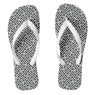 Sayagata patroon, Japans, Zwart en Wit Teenslippers