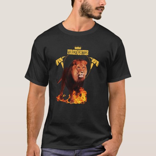 Saying firefighter firefighter lion hero king of f t-shirt (Voorkant)