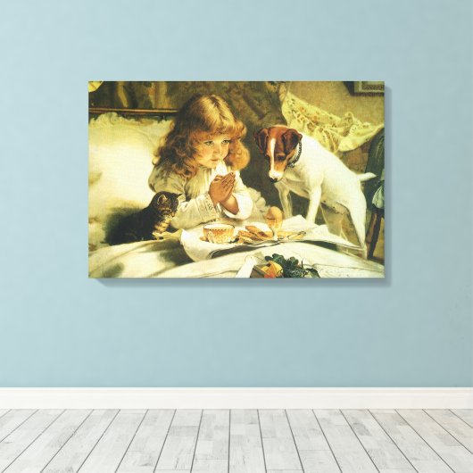 Saying Our Prayers, Suspense Charles Burton Barber Canvas Afdruk (Insitu (Houten vloer))