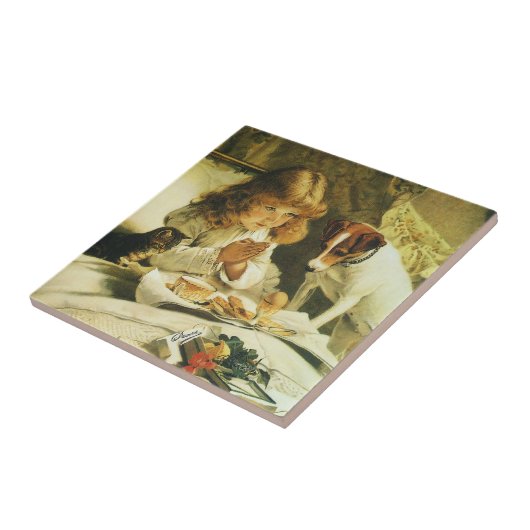 Saying Our Prayers, Suspense Charles Burton Barber Tegeltje (Zijkant)