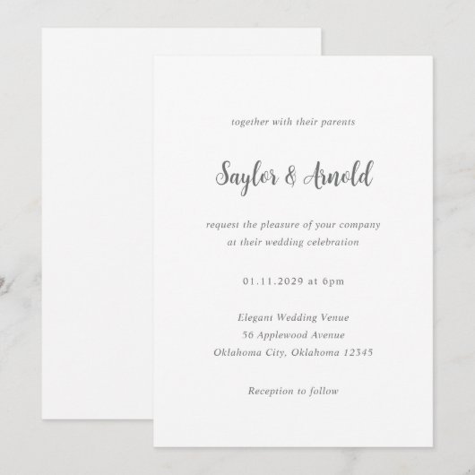 Saylor Modern Wedding Kaart (Voorkant / Achterkant)