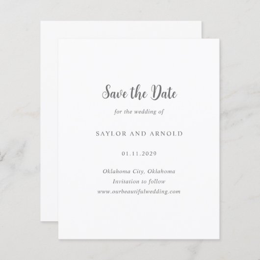 Saylor Modern Wedding Save the Date (Voorkant / Achterkant)