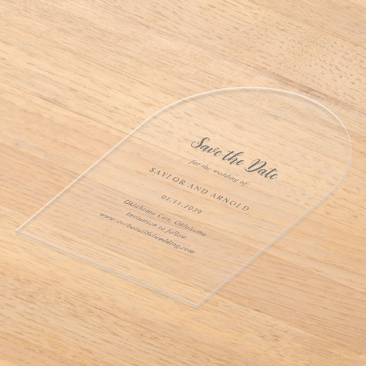 Saylor Modern Wedding Save the Date Acryl Uitnodigingen (Laagn)