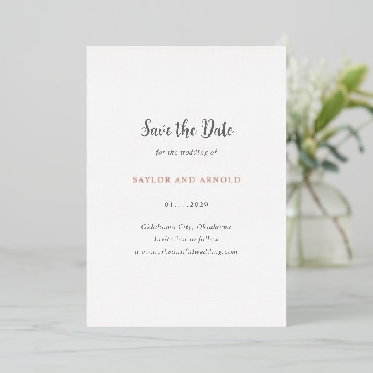 Saylor Modern Wedding Save the Date Folie Uitnodiging (Staand Voorkant)