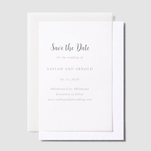 Saylor Modern Wedding Save the Date Vellum Uitnodigingen (Offset)