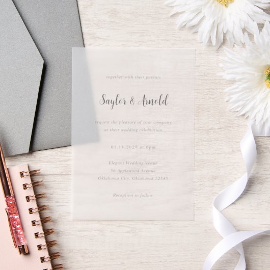Saylor Modern Wedding Vellum Uitnodigingen (Huwelijk)
