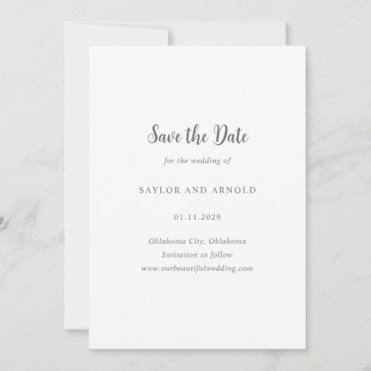 Saylor Moderne Trouwdag Save The Date (Voorkant)