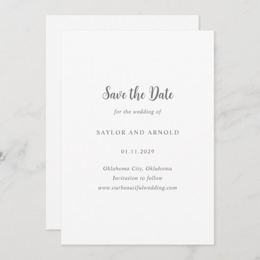 Saylor Moderne Trouwdag Save The Date (Voorkant / Achterkant)