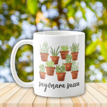 Sayonara Succa Waterverf Succulente Plant Humor