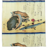 Sayori & Awabi (Halfbeak, Abalone) Hiroshige Fish Douchegordijn (Voorkant)