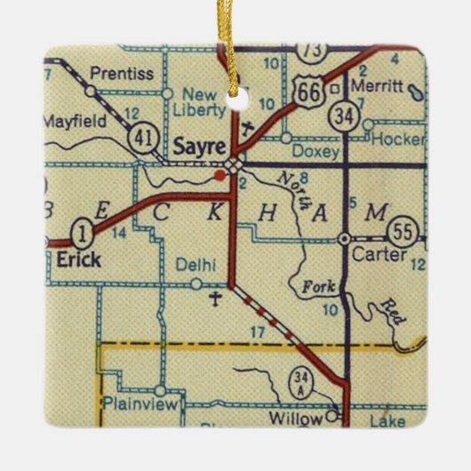 Sayre Oklahoma Keramisch Ornament (Voorkant)