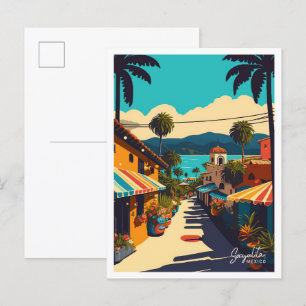 Sayulita Mexico Art Travel Vintage Briefkaart
