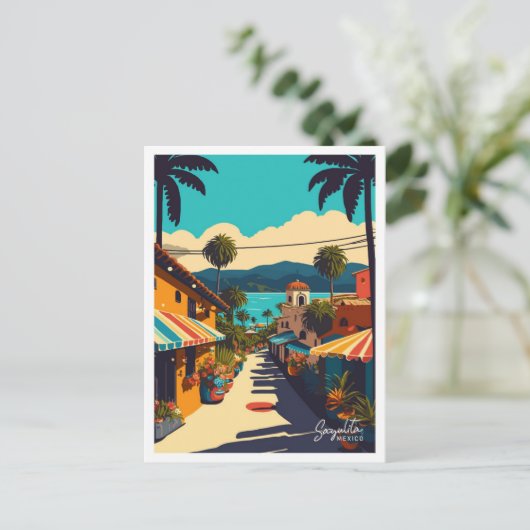 Sayulita Mexico Art Travel Vintage Briefkaart (Staand voorkant)
