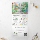 Sayulita Mexico Bestemming | Geïllustreerde bruilo Drieluik Uitnodiging (Binnen)