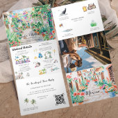 Sayulita Mexico Bestemming | Geïllustreerde bruilo Drieluik Uitnodiging