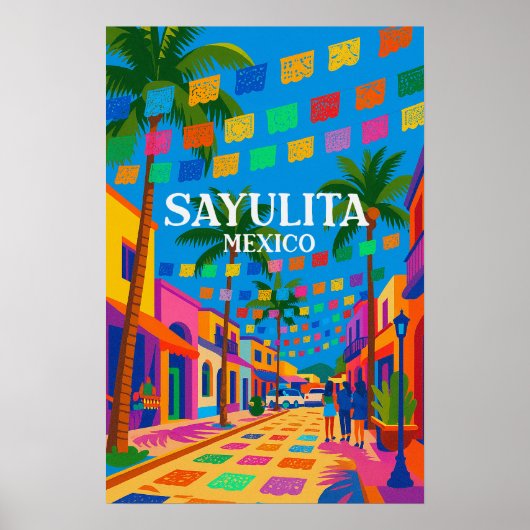 Sayulita Mexico Kleurrijke Reisposter Poster (Voorkant)