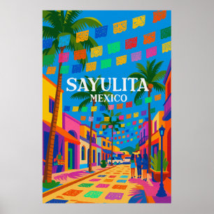 Sayulita Mexico Kleurrijke Reisposter Poster