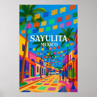 Sayulita Mexico Kleurrijke Reisposter Poster