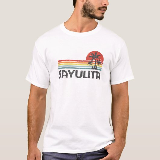 Sayulita Mexico Mexicaanse  Beach Retro Sunset T-shirt (Voorkant)