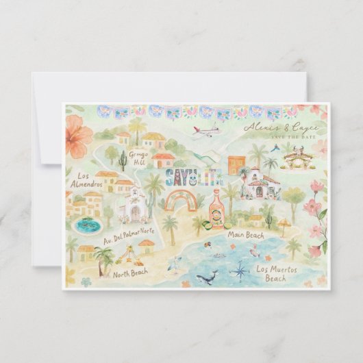 Sayulita, Mexico | Routekaart voor bruiloft Kaart (Voorkant)
