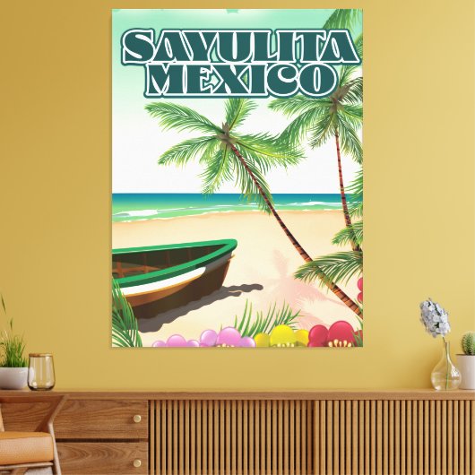Sayulita Mexico strand poster Canvas Afdruk (Insitu (Woonkamer))