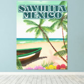 Sayulita Mexico strand poster Canvas Afdruk (Insitu (Houten vloer))