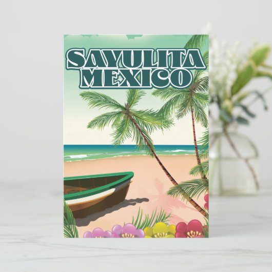 Sayulita Mexico strand poster Save The Date (Staand voorkant)