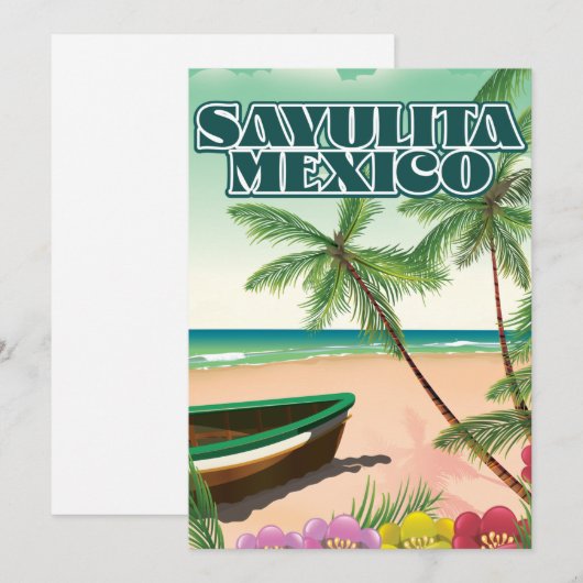Sayulita Mexico strandposter Save The Date (Voorkant / Achterkant)