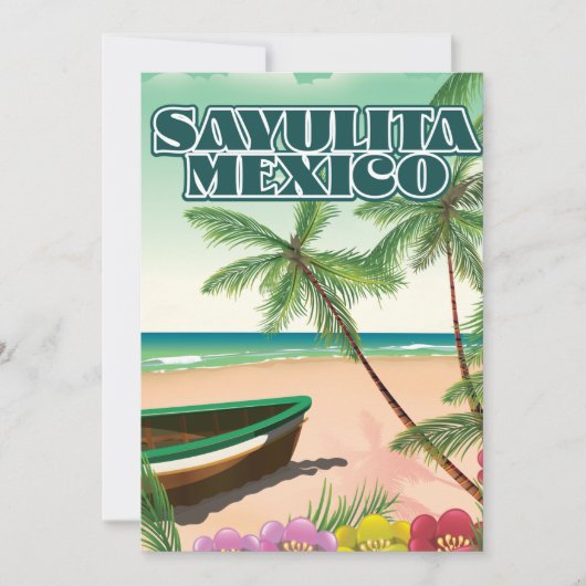 Sayulita Mexico strandposter Save The Date (Voorkant)