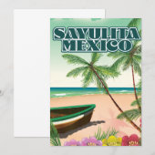 Sayulita Mexico strandposter Save The Date (Voorkant / Achterkant)