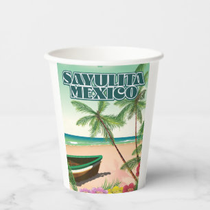 Sayulita Mexico strandposter Tweekleurige koffiemo Papieren Bekers