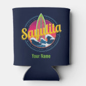 Sayulita Mexico Surfer Wave Sunset Bigwave Blikjeskoeler (Achterkant)