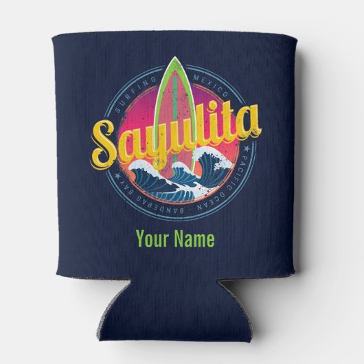 Sayulita Mexico Surfer  Wave Sunset Bigwave Blikjeskoeler (Achterkant)